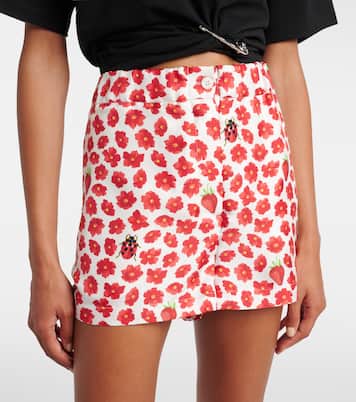 Shorts de sarga de seda floral | Versace
