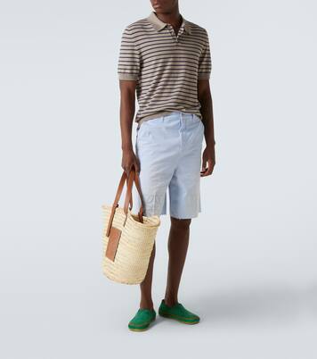 Knitted striped cotton-blend polo shirt | Loewe