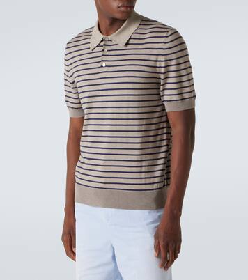 Knitted striped cotton-blend polo shirt | Loewe