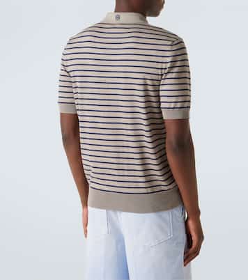 Knitted striped cotton-blend polo shirt | Loewe