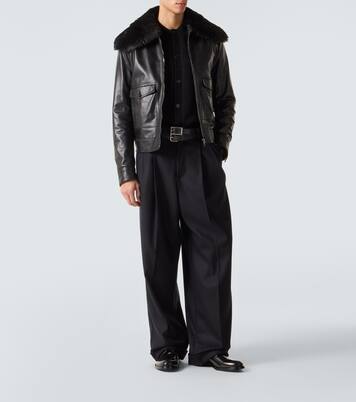 Shearling-trimmed leather jacket | Dolce&Gabbana