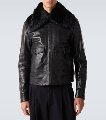 Shearling-trimmed leather jacket | Dolce&Gabbana