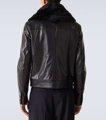 Shearling-trimmed leather jacket | Dolce&Gabbana