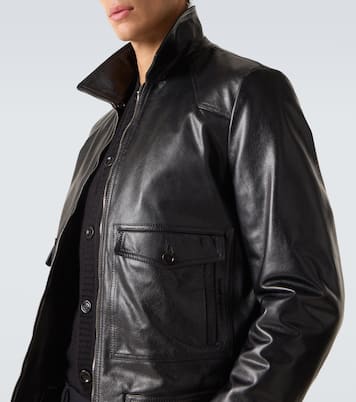 Shearling-trimmed leather jacket | Dolce&Gabbana