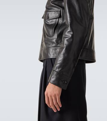 Shearling-trimmed leather jacket | Dolce&Gabbana