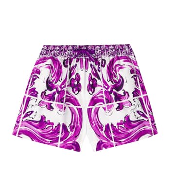Majolica printed cotton poplin shorts | Dolce&Gabbana Kids