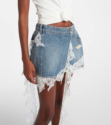Minifalda de denim con encaje | Blumarine