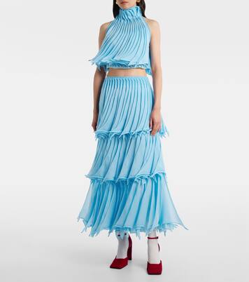 Pleated tiered maxi skirt | Alaïa