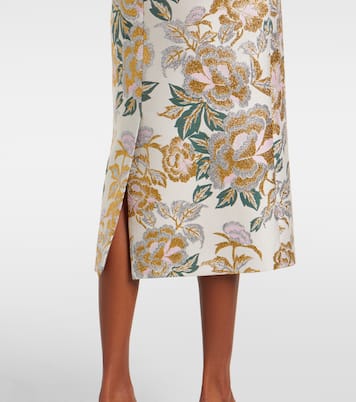 Jupe midi en jacquard à fleurs | Carolina Herrera