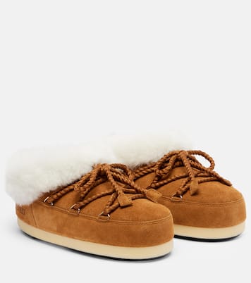EVX shearling-trimmed suede mules | Moon Boot