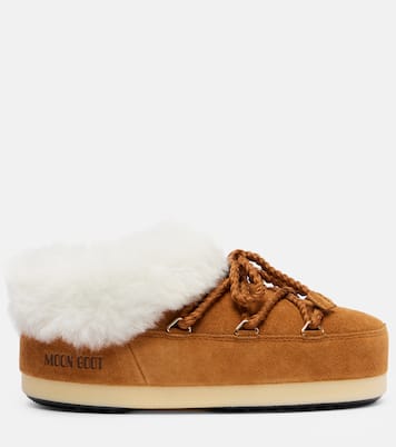 EVX shearling-trimmed suede mules | Moon Boot
