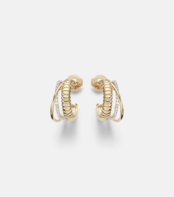 Un Deux Trois Berlingot 9kt gold hoop earrings with diamonds  | Yvonne Léon