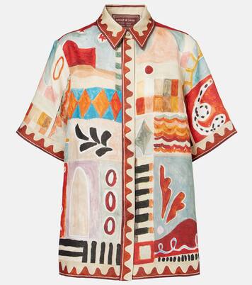 x LRNCE Michelle printed linen shirt | Alémais