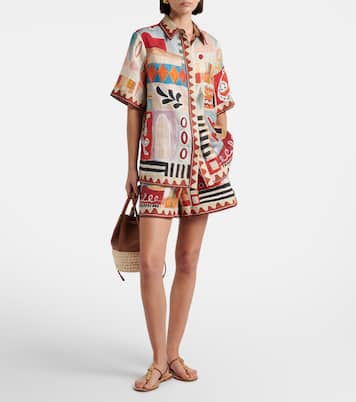 x LRNCE Michelle printed linen shirt | Alémais