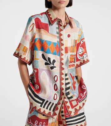 x LRNCE Michelle printed linen shirt | Alémais