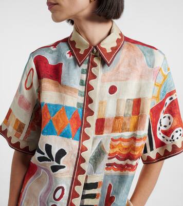 x LRNCE Michelle printed linen shirt | Alémais