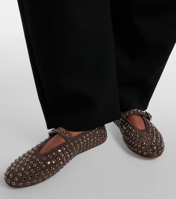 Verzierte Mary-Jane-Ballerinas aus Veloursleder | Alaïa
