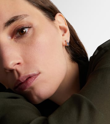 Full Volume 14kt gold (585/1000) earrings with diamonds and blue sapphires | Stone and Strand