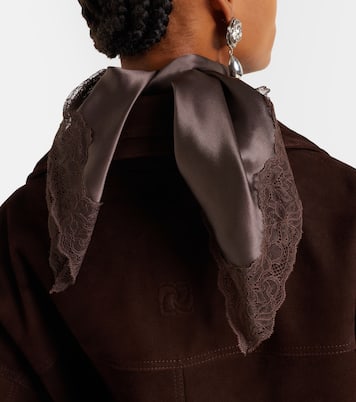 Lace-trimmed silk satin scarf | Magda Butrym