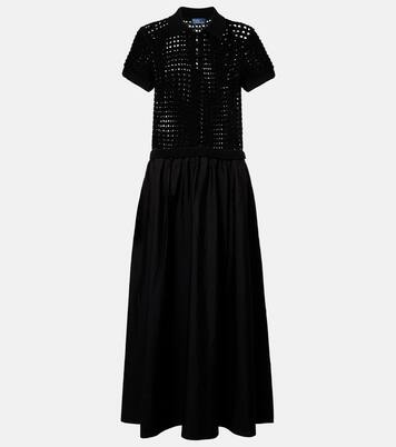 Crochet-trimmed cotton poplin midi dress | Polo Ralph Lauren