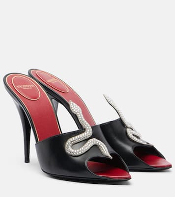 Mules Cœur Vipère en cuir à ornements | Valentino Garavani