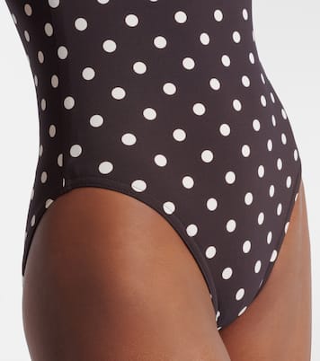 Floral appliqué polka-dot bandeau swimsuit | Karla Colletto