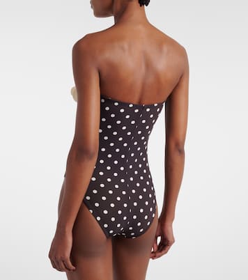 Floral appliqué polka-dot bandeau swimsuit | Karla Colletto