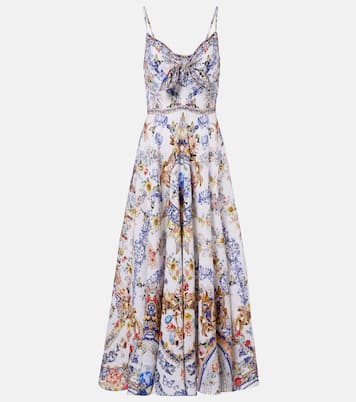 Verziertes Midikleid aus Leinen | Camilla