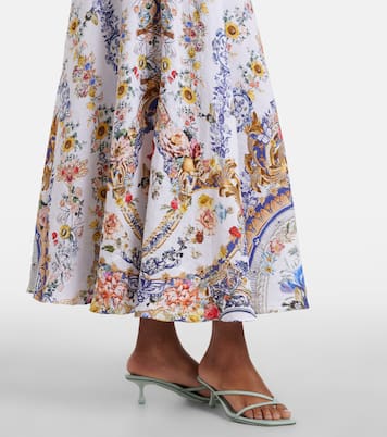 Verziertes Midikleid aus Leinen | Camilla