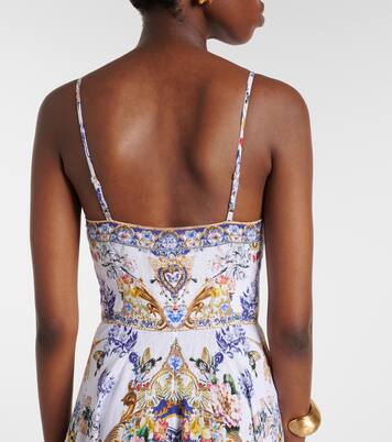 Verziertes Midikleid aus Leinen | Camilla