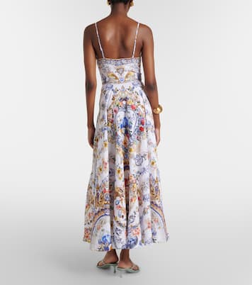 Verziertes Midikleid aus Leinen | Camilla