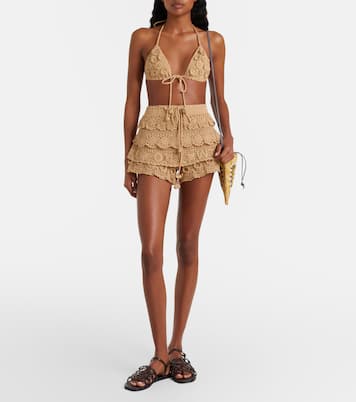 Paula's Ibiza crochet cotton micro shorts | Loewe