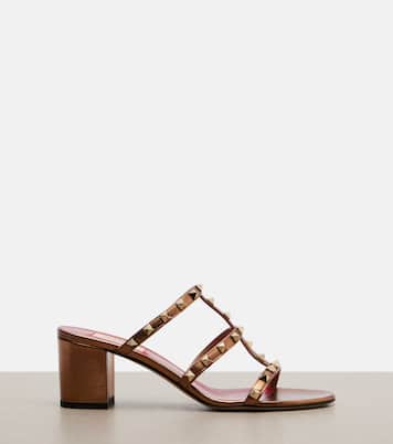 Mules Rockstud en cuir métallisé | Valentino Garavani