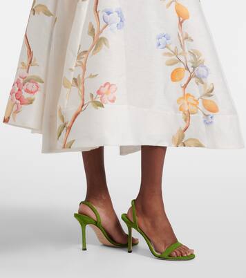 Selina floral ruffled linen-blend midi dress | Leo Lin