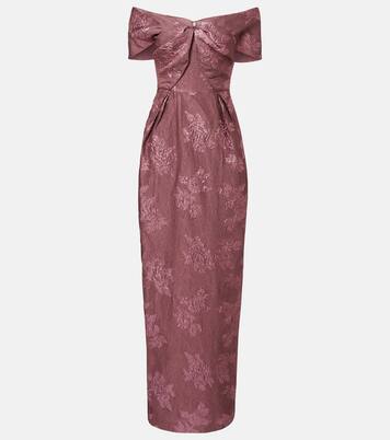 Levinia off-shoulder brocade gown | Rebecca Vallance