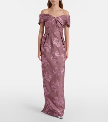Levinia off-shoulder brocade gown | Rebecca Vallance