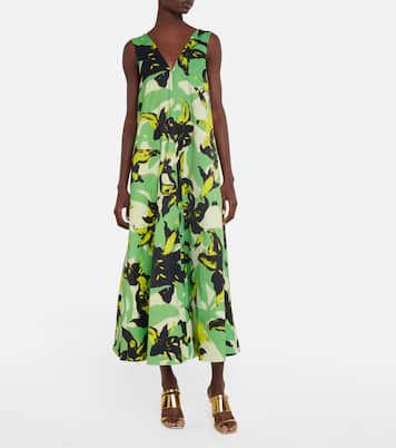Robe longue à fleurs en satin | Dries Van Noten