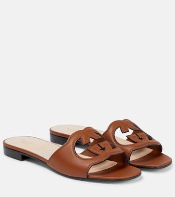 Interlocking G cutout leather sandals | Gucci