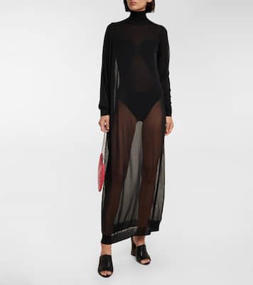 Maxikleid Sheer mit hohem Kragen | Alaïa