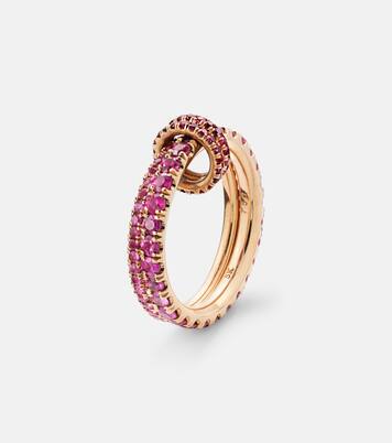 Ring Delphinus Rouge Petite Deux aus 18kt Roségold mit Saphiren und Rubinen | Spinelli Kilcollin