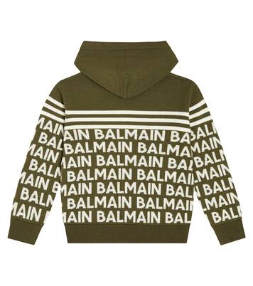 Logo intarsia wool-blend hoodie | Balmain Kids