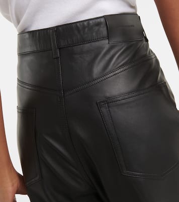 Weite High-Rise-Hose aus Leder | Wardrobe.NYC