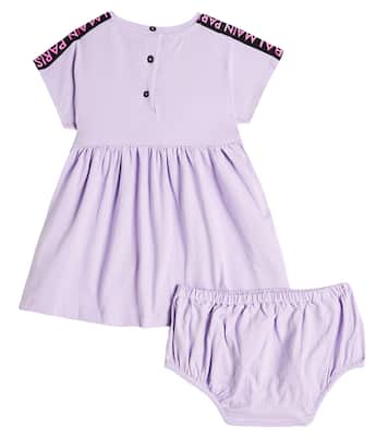 婴幼儿 — 棉质针织连衣裙与灯笼裤套装 | Balmain Kids