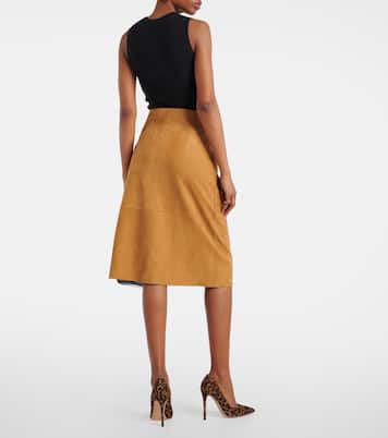 High-Rise-Midirock aus Veloursleder | Yves Salomon