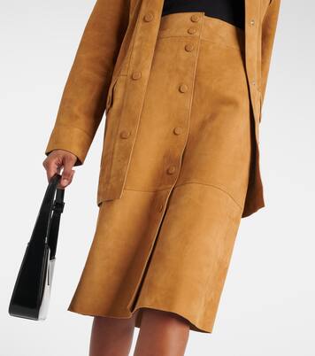 High-Rise-Midirock aus Veloursleder | Yves Salomon