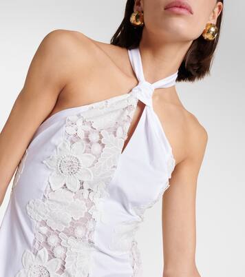 Robe midi en dentelle de coton | Oscar de la Renta