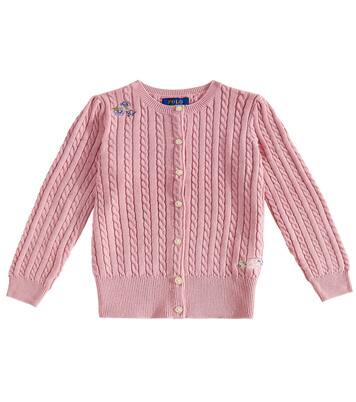 Embroidered cable-knit cotton cardigan | Polo Ralph Lauren Kids