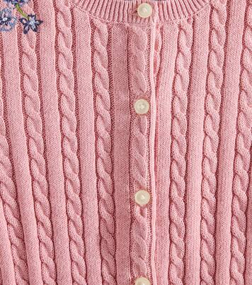 Embroidered cable-knit cotton cardigan | Polo Ralph Lauren Kids