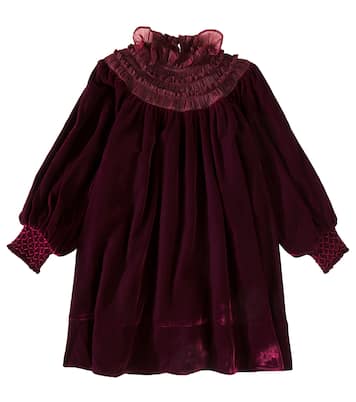Shirred organza-trimmed velvet dress | Petite Amalie  