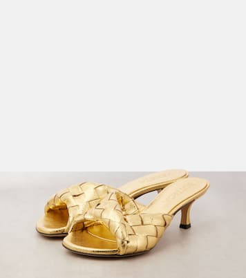 Blink Intrecciato 50 metallic leather mules | Bottega Veneta